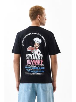 Snitch - Black Solid Half Sleeves Slim Casual T-shirt for Men