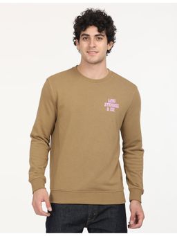 Levi's - Men's Solid Brown Crew Neck Sweatshirt