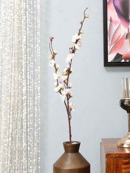 At Home by Nilkamal - Blossom Plum Bush Artificial Stick|for Home Décor|Pack of 1|93 cm|White