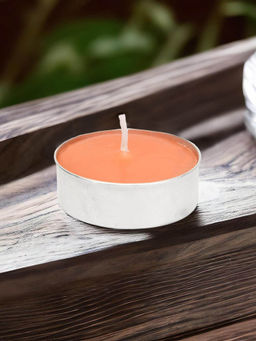 At Home by Nilkamal - Mandarin Mimosa Scented Wax Tealight Candles|Set of 15|3.9 x 1.3 cm|Orange