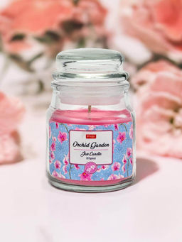 At Home by Nilkamal - Orchid Garden Scented Jar Candle|Set of 1 Jar Candle|9 x 6 cm|Pink