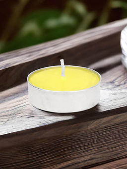 At Home by Nilkamal - Lemon Sorbet Scented Wax Tealight Candles|Set of 15|3.9 x 1.3 cm|Yellow