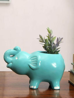 At Home by Nilkamal - Elephant Planter Blue