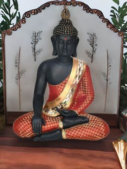 At Home by Nilkamal - Sitting Maha Bodhi Polyresin Showpiece Black
