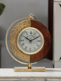 At Home by Nilkamal - Cirque Jali Table Clock Brown