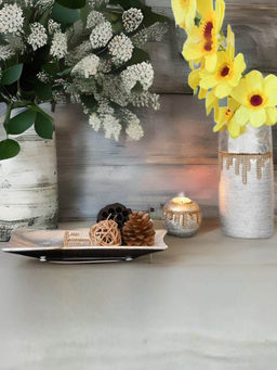 At Home by Nilkamal - Vase Platter Votive Combo Gold