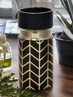 At Home by Nilkamal - Decorative Cylindrical Ceramic Vase Black