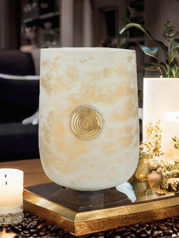 At Home by Nilkamal - Allure Glass & Metal Large Vase White