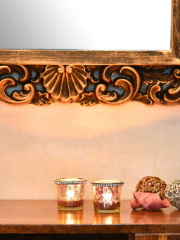 At Home by Nilkamal - Crackle Votives Set Of 2 Onion Pink