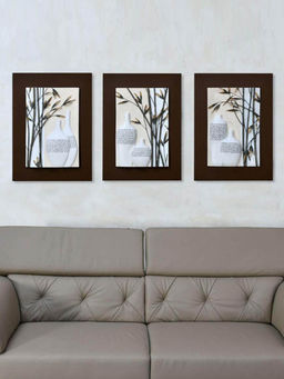 At Home by Nilkamal - 3 Piece Bamboo Vases Wall Decor Brown