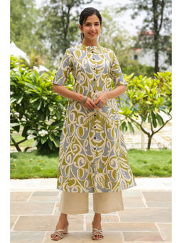 PIROH - Womens Cotton Printed A-Line Kurta
