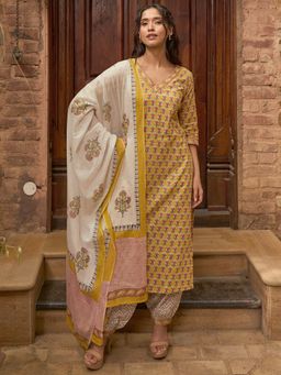 Libas - Women Kurta and Salwar with Dupatta Yellow (Set of 3)