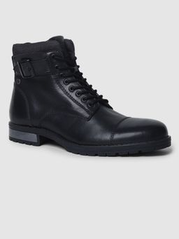 Jack & Jones - Men Solid Black Boots