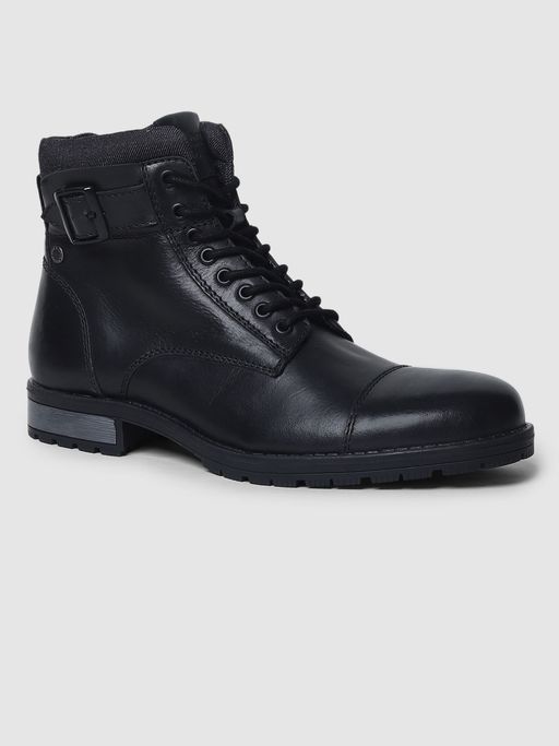 Jack & Jones Men Solid Black Boots