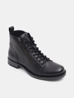 Jack & Jones - Men Solid Black Boots