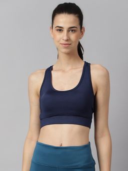 Alcis - Women Navy Blue Anti Static Slim Fit High Impact Sports Bra
