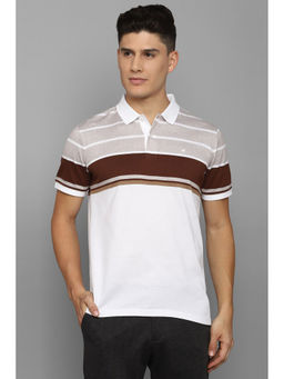 Louis Philippe - Men's White Print Polo Neck T-Shirt
