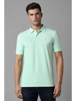 Louis Philippe - Men's Green Textured Polo Neck T-Shirt