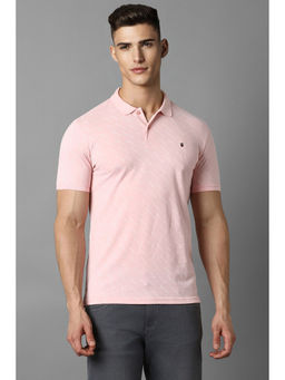 Louis Philippe - Men's Pink Print Polo Neck T-Shirt