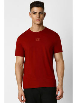 Van Heusen - Men's Red Solid Crew Neck T-Shirt