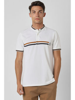 Van Heusen - Men's White Print Henley Neck T-Shirt