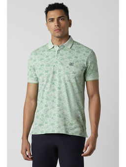 Van Heusen - Men's Green Print Polo Neck T-Shirt