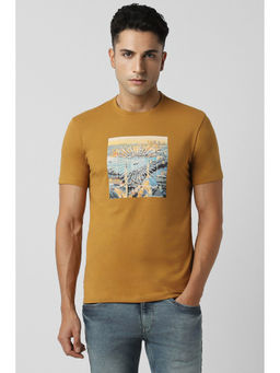 Van Heusen - Men's Mustard Graphic Print Crew Neck T-Shirt