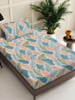 FABINALIV - Multi-Color Floral Wollen Single Bedsheet with Pillow Cover