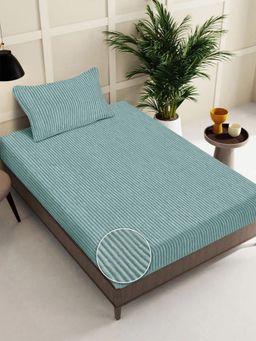 FABINALIV - Green Solid Wollen Single Bedsheet with Pillow Cover (Pack of 2) (Single)