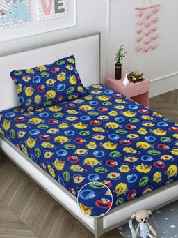 FABINALIV - Blue Graphic Wollen Single Bedsheet with Pillow Cover (Pack of 2) (Single)
