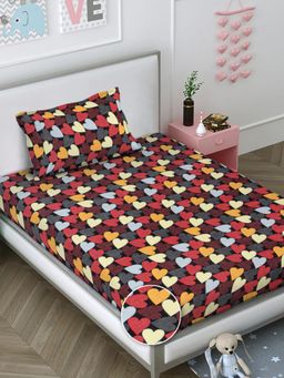 FABINALIV - Multi-Color Graphic Wollen Single Bedsheet with Pillow Cover