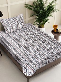 FABINALIV - Multi-Color Ethnic Wollen Single Bedsheet with Pillow Cover