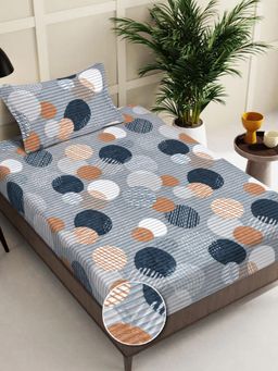 FABINALIV - Multi-Color Geometric Wollen Single Bedsheet with Pillow Cover
