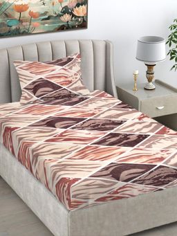 FABINALIV - Multi-Color Geometric Wollen Single Bedsheet with Pillow Cover