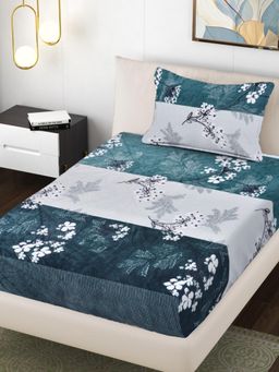 FABINALIV - Multi-Color Floral Wollen Single Bedsheet with Pillow Cover