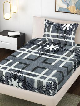 FABINALIV - Multi-Color Geometric Wollen Single Bedsheet with Pillow Cover (Pack of 2) (Single)