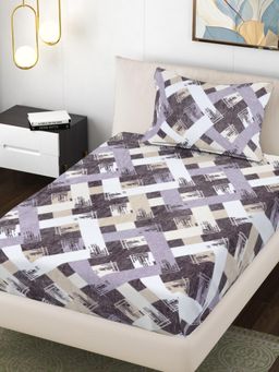 FABINALIV - Multi-Color Geometric Wollen Single Bedsheet with Pillow Cover