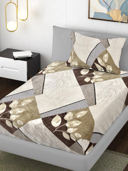 FABINALIV - Multi-Color Geometric Wollen Single Bedsheet with Pillow Cover (Pack of 2) (Single)