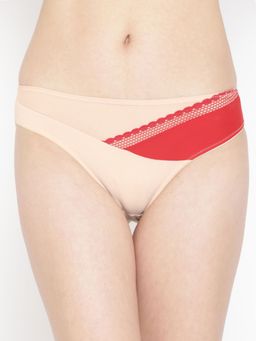 AOBA - Women Nude-Coloured & Red Colourblocked Briefs