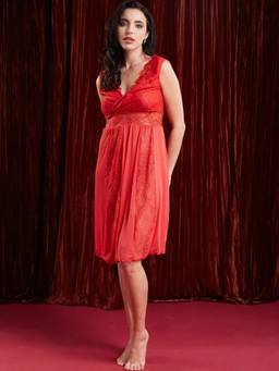 G Heist - Red Self Design Polyester Baby Doll