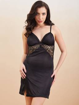 G Heist - Sheer Solid Nightwear Baby Doll Lingerie for Women