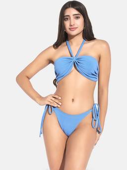 G Heist - Women Ribbed Halter Beach Wear Swimwear Bra and Panty