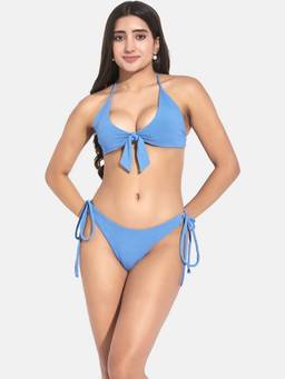 G Heist - Women Ribbed Halter Beach Wear Swimwear Bra and Panty