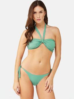 G Heist - Women Stretchable Ribbed Halter Swim Swimwear Bra and Panty