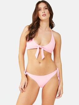 G Heist - Women Stretchable Ribbed Halter Swimwear Bra and Panty