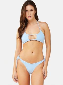 G Heist - Women Stretchable Ribbed Halter Neck Swim Swimwear Bra and Panty