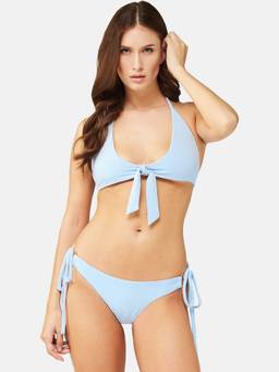 G Heist - Women Stretchable Ribbed Halter Swimwear Bra and Panty