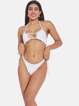 G Heist - Women Ribbed Halter Neck Beach Wear Swimwear Bra and Panty