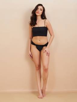 G Heist - Women Black Self Design Microfibre Lace Briefs
