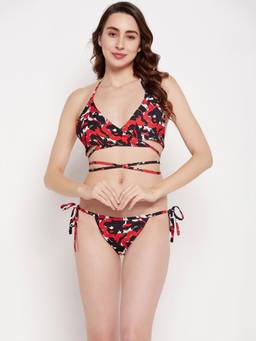 G Heist - Multi-Color Polyester Printed Bikini Top With Panty Set